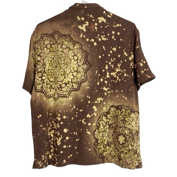 Pool House New York Rosewood Crop Button Up Shirt Mens Size Large XL Brown Remix - Picture 2 of 12
